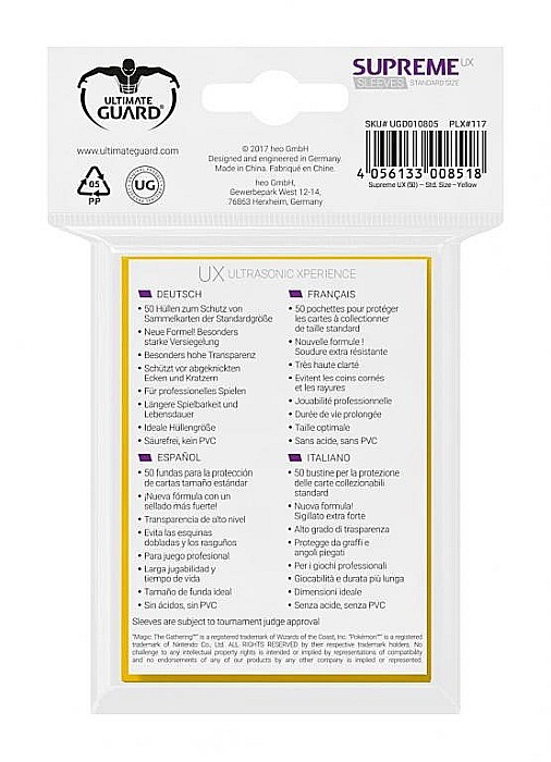 Ultimate Guard Supreme UX Sleeves Standard Size Yellow (50) [3]