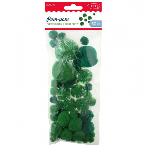 Alte produse creative - Accesorii craft - AD279V Pom-pom festiv verde DACO