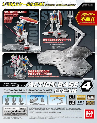 Gundam - Action Base 4 Clear Stand Display Gunpla 1/144 1/100