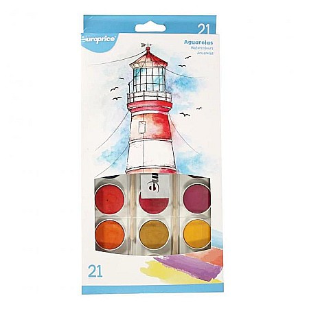 Rechizite, Creativitate, Hobby - Acuarele 21 culori + 2 pensule