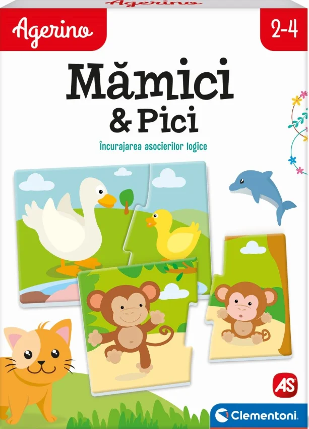 Jocuri si jucarii - Agerino Mamici si Pici - Joc Educativ de Asociere Animale 16 Piese