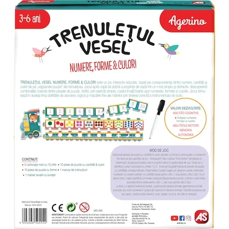 Agerino Trenuletul Vesel - Puzzle Educativ Numere, Forme si Culori [5]