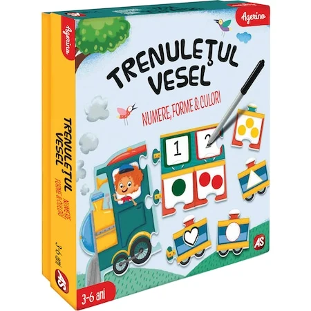 Noutati - Agerino Trenuletul Vesel - Puzzle Educativ Numere, Forme si Culori