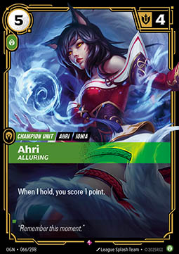 Singles Trading Card Games - Ahri, Alluring (V.1 - Rare) Origins - Singles 066