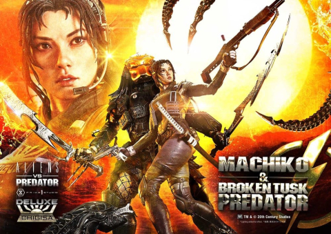 PRECOMENZI - Aliens vs. Predator (Comic) Ultimate Premium Masterline Statue 1/4 Machiko & Broken Tusk Predator Deluxe Version 84 cm