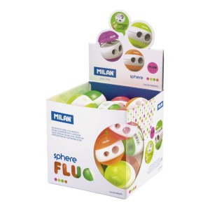 Rechizite, Creativitate, Hobby - ASCUTITOARE PLASTIC DUBLA CU CONTAINER SPHERE FLUO MILAN