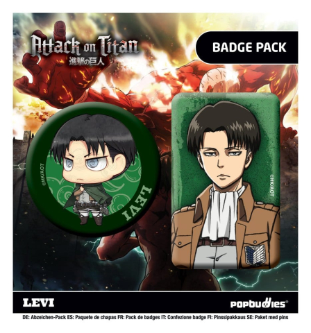 Fashion & Accessories - Attack on Titan Badges 2-Pack Levi