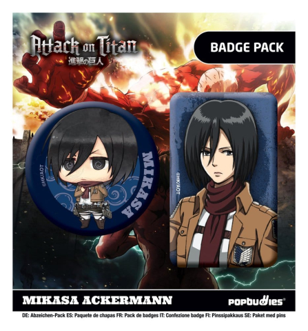 Fashion & Accessories - Attack on Titan Badges 2-Pack Mikasa Ackermann