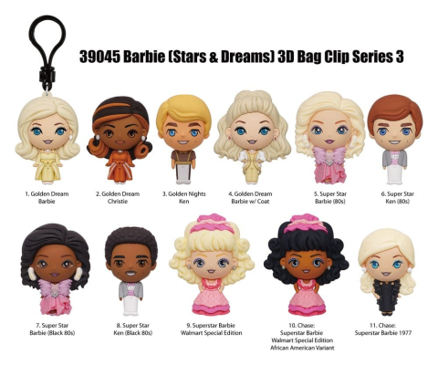 PRECOMENZI - Barbie 3D PVC Bag Clips Series 3 Display (24)