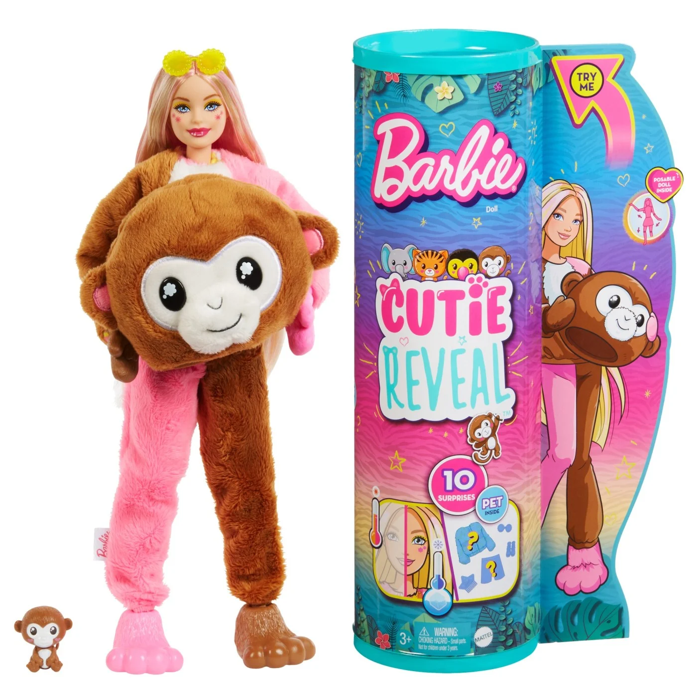 Barbie Cutie Reveal Jungle - Papusa Maimutica cu 10 Surprize [4]