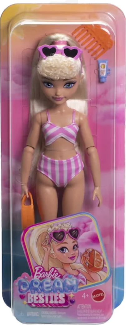 Jocuri si jucarii - Barbie Dream Besties - Papusa Malibu la Plaja cu Accesorii