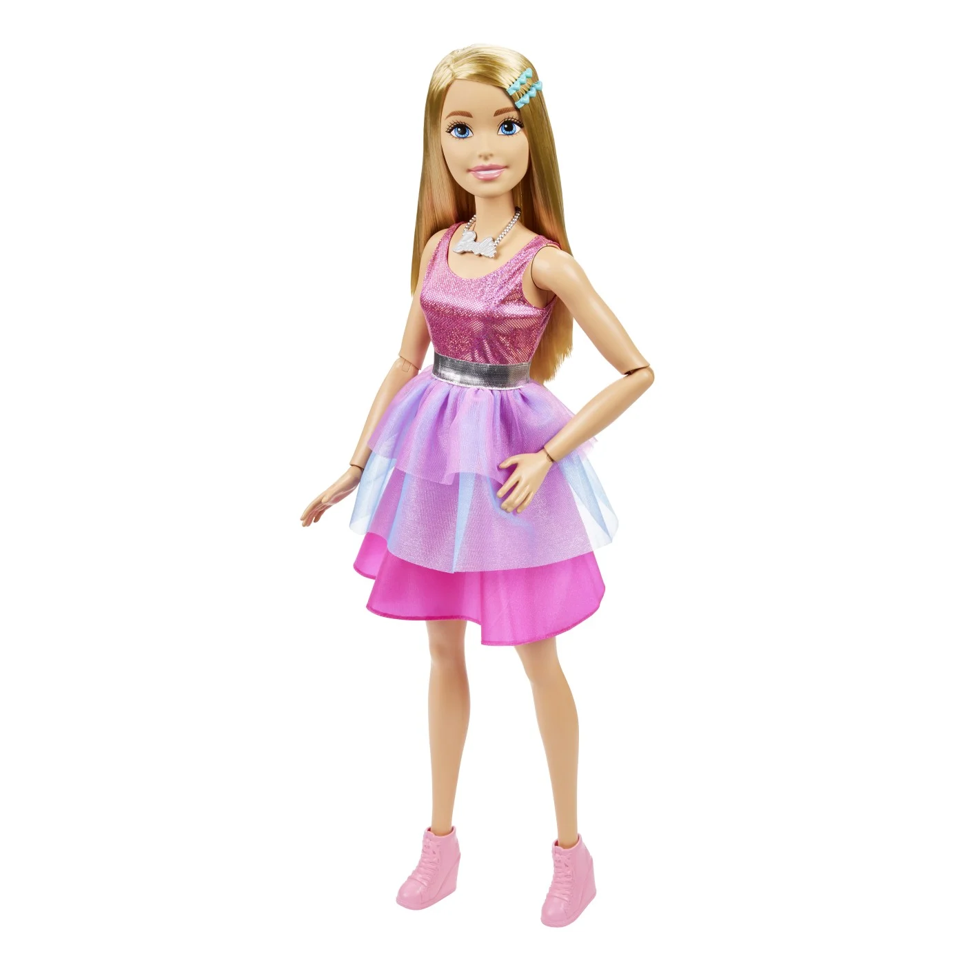 Barbie - Papusa Blonda Gigant 61 cm cu Rochie Roz si Accesorii [1]