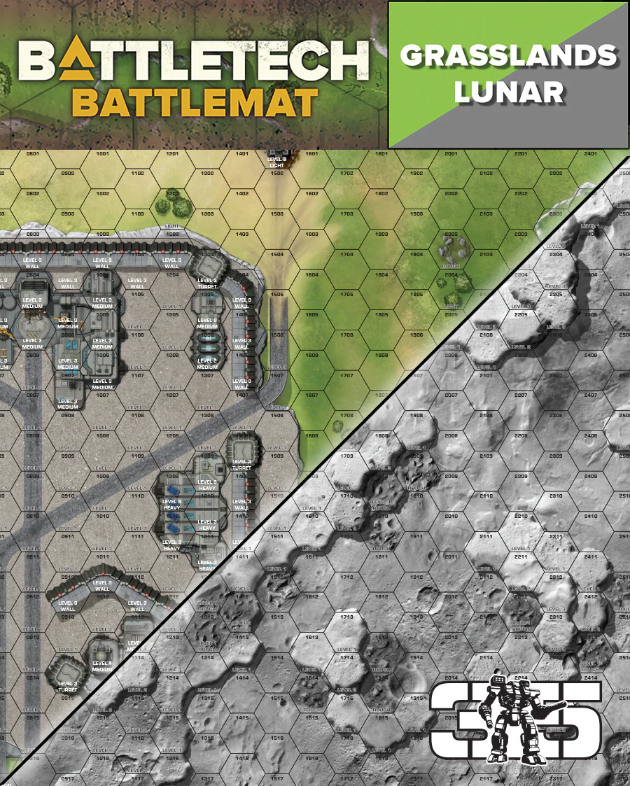 Battletech - BattleTech BattleMat Neopren – Harta dubla Lunar/Grasslands B 34”x22”
