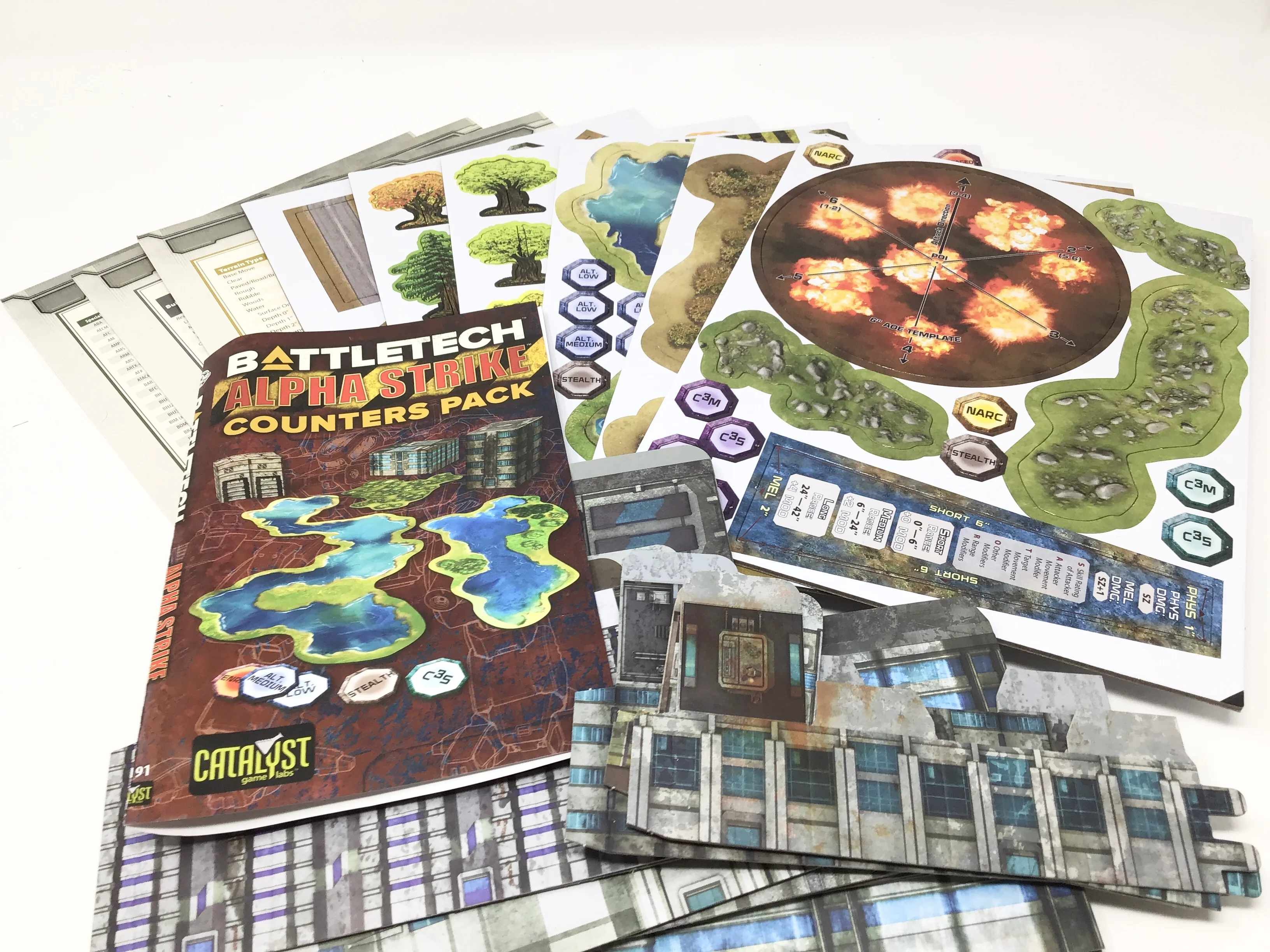 Battletech - BattleTech Counters Pack Alpha Strike – set markere, teren si cladiri 3D