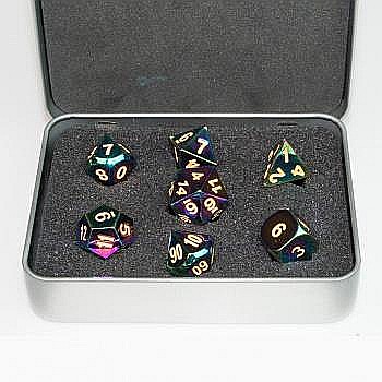 Accesorii pentru boardgames - Blackfire Dice - Metal Dice Set - Scorched Rainbow (7 Dice)