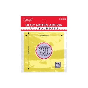 Rechizite, Creativitate, Hobby - BLOC NOTES ADEZIV 76X76 GALBEN PASTEL DACO BN100G