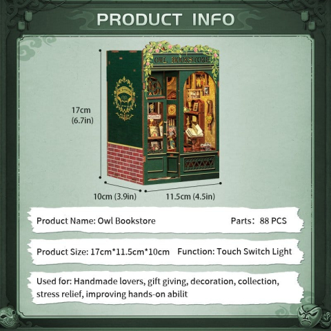 Book Nook Owl Bookstore 17 x 12 cm [7]