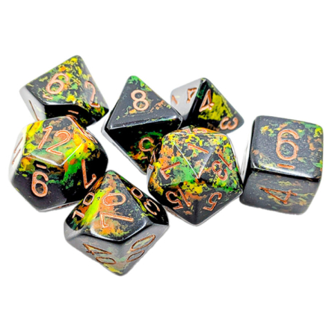 Board Games - Brush Deep Forest RPG Dice Set Green Gold