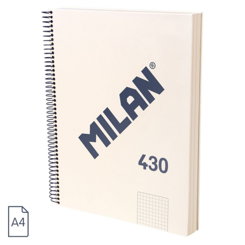 Caiete - Caiet A4 matematica MILAN 120 file spira coperta rigida bej (colectia 430)