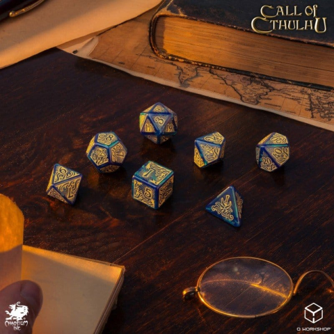 Call of Cthulhu 7th Edition Dice Set of 7 Blue-green & Gold [1]