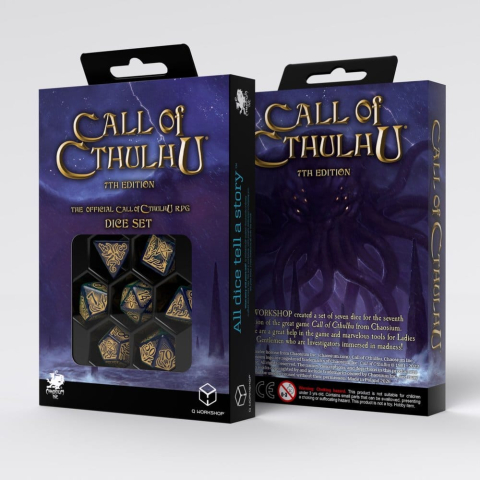 PRECOMENZI - Call of Cthulhu 7th Edition Dice Set of 7 Blue-green & Gold