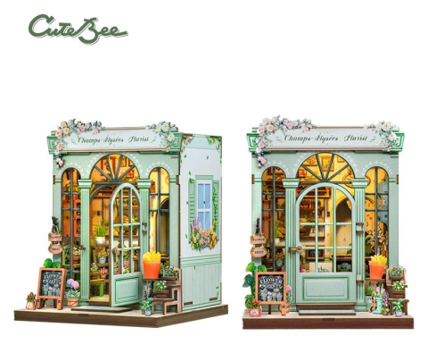 Book Nooks - Champs-Élysées Florist - DIY Miniature House Kit cu LED