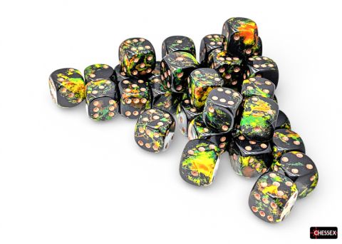 Chessex Brush Deep Forest Gold Dice Block 36 Zaruri D6 12mm [1]