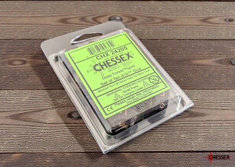 Accesorii pentru boardgames - Chessex Brush Deep Forest Gold Set 10 Zaruri D10