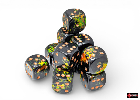 Chessex Brush Deep Forest Gold Set 12 Zaruri D6 16mm [1]