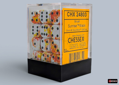 Board Games - Chessex Brush Sunrise Black Block 36 Zaruri D6