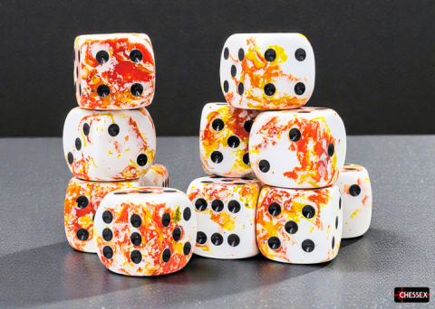 Chessex Brush Sunrise Black Set 12 Zaruri D6 16mm [2]