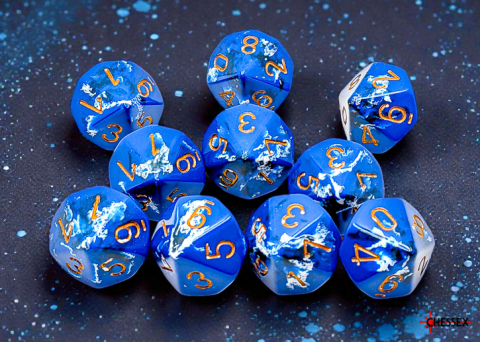 Board Games - Chessex Brush Wavebreak Gold Set 10 Zaruri D10