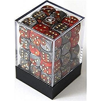 Zaruri - Chessex Gemini 12mm d6 Dice Blocks with pips Dice Blocks (36 Dice) - Orange-Steel w/gold