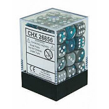 Zaruri - Chessex Gemini 12mm d6 Dice Blocks with pips Dice Blocks (36 Dice) - Steel-Teal w/white