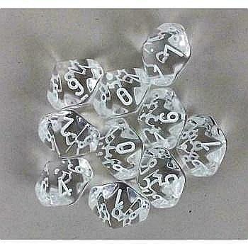 Zaruri - Chessex Translucent Polyhedral Ten d10 Set - Clear/white