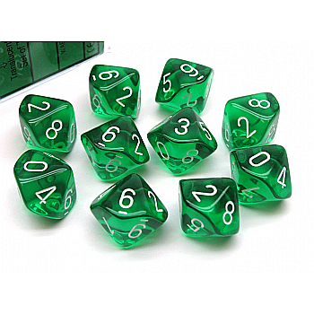 Zaruri - Chessex Translucent Polyhedral Ten d10 Set - Green/white