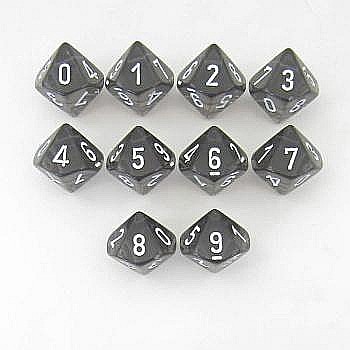 Zaruri - Chessex Translucent Polyhedral Ten d10 Set - Smoke/white