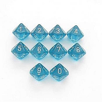 Zaruri - Chessex Translucent Polyhedral Ten d10 Set - Teal/white