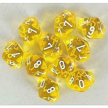 Zaruri - Chessex Translucent Polyhedral Ten d10 Set - Yellow/white