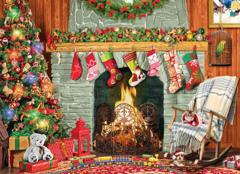 Christmas by the Fireplace – Puzzle 500 piese XL [1]