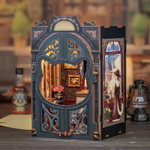 Count Cat's Study - DIY Book Nook Kit cu LED [3]