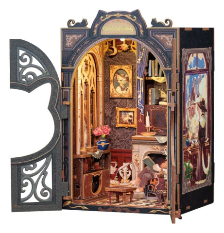 Count Cat's Study - DIY Book Nook Kit cu LED [5]