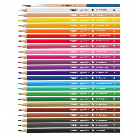 Creioane acuarela MILAN Aquarell – set 24 culori + pensula [1]