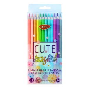 Creioane colorate, negre si accesorii - CREION COLOR 12 PASTEL DACO CC412P