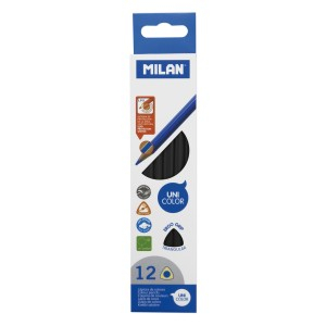 Creioane colorate, negre si accesorii - CREION COLOR UNICOLOR SET 12 MILAN NEGRU 0722318012