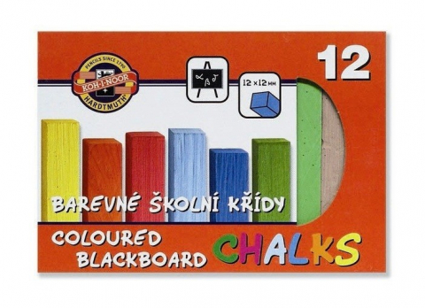 Alte rechizite scolare - Creta scolara patrata color – set 12 culori – Koh-I-Noor