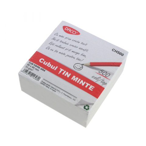 Pentru birou - Cub hartie alb DACO 90x90 mm 500 coli 70 g/mp
