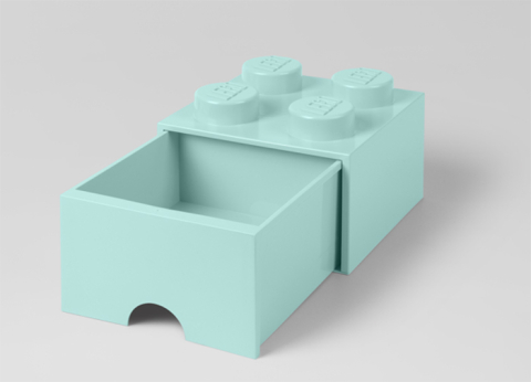 Cutie depozitare LEGO 2x2 cu sertar, aqua [1]