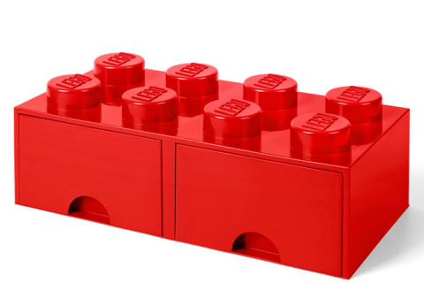 LEGO - Cutie depozitare LEGO 2x4 cu sertare, rosu