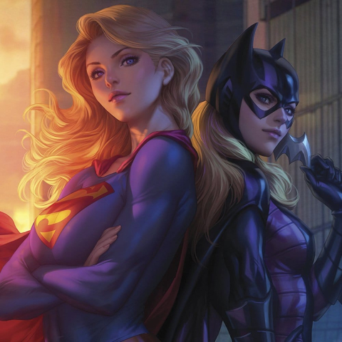 PRECOMENZI - DC Comics Fine Art Print Supergirl & Batgirl 61 x 46 cm - unframed